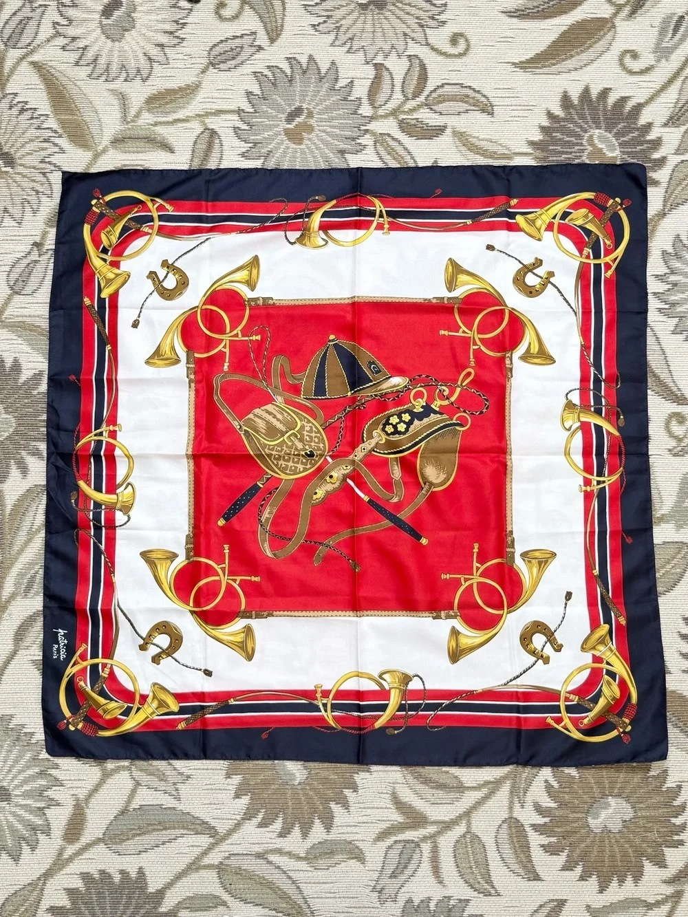 3 Large Vintage Head Scarves Scarf Horses Equestrian Italy